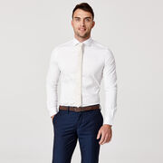 Ultra Slim Long Sleeve Twill Shirt, White, hi-res